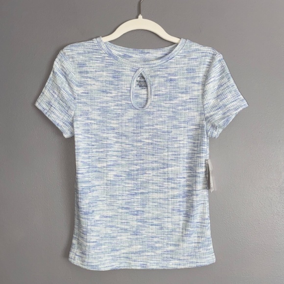 SO Light Blue Space Dye Keyhole Top Ribbed Knit Medium - Picture 1 of 6